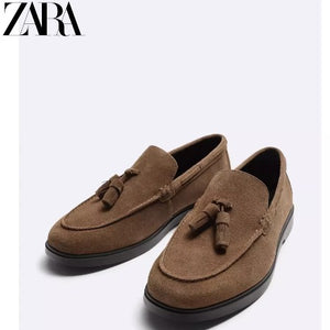 Importé - ZARA NEW - Chaussure Homme Bateau Mocassin En Cuir - Marron