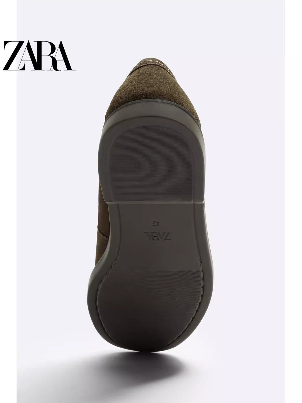 Importé ZARA NEW Chaussure Homme Bateau Mocassin Simple En Cuir Vert