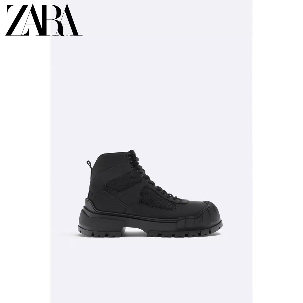 Importé - ZARA NEW - Chaussure Homme Montantes Chelsea Bottes En Dentelle - Noir