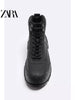 Importé - ZARA NEW - Chaussure Homme Montantes Chelsea Bottes En Dentelle - Noir