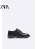 Importé - ZARA NEW - Chaussure Homme Britannique En Cuir Perforé  - Noir