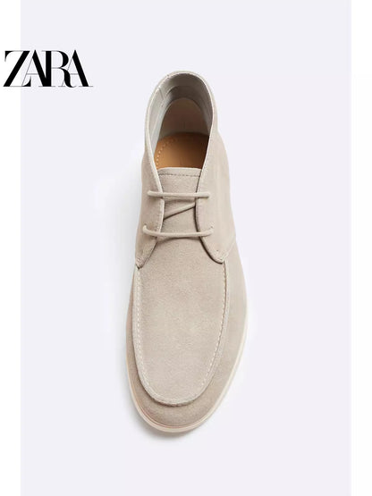 Importé - ZARA NEW - Chaussure Homme Sport Montantes Rétro en Cuir Daim - Beige