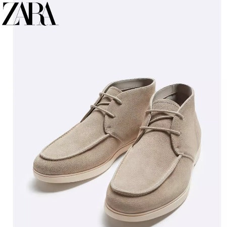 Importé - ZARA NEW - Chaussure Homme Sport Montantes Rétro en Cuir Daim - Beige