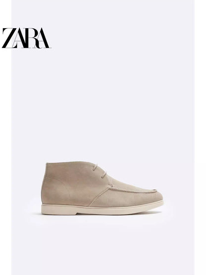 Importé - ZARA NEW - Chaussure Homme Sport Montantes Rétro en Cuir Daim - Beige