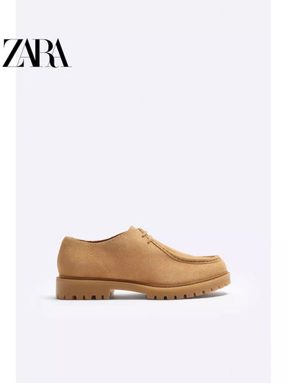 Importé - ZARA NEW - Chaussure Homme Décontractées En Cuir Daim - Beige