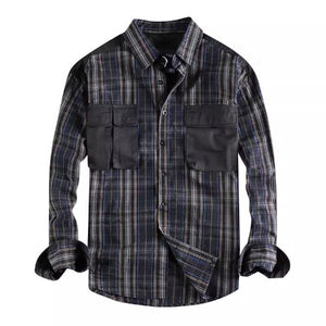 Importé - Chemise Coton Lourd Homme À Rayures Manche Longue