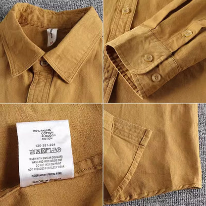 Importé - Chemise Homme Pur Coton Manches Longues Retro
