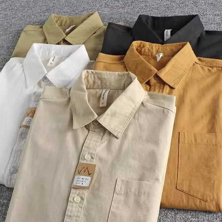 Importé - Chemise Homme Pur Coton Manches Longues Retro