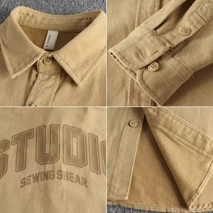 Importé - Chemise Rétro Homme Pur Coton Imprimée dans le dos