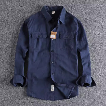 Importé - Chemise Homme Rétro Pur Coton Manches Longues