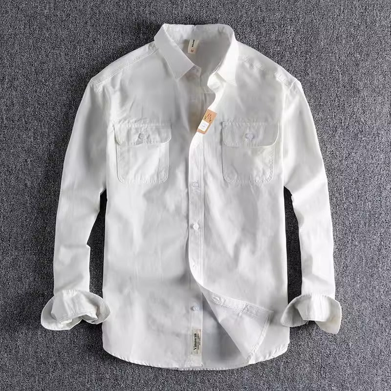 Importé - Chemise Homme Rétro Pur Coton Manches Longues
