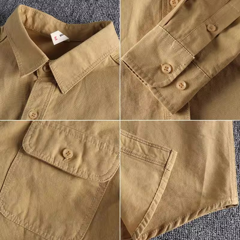 Importé - Chemise Homme Rétro Pur Coton Manches Longues