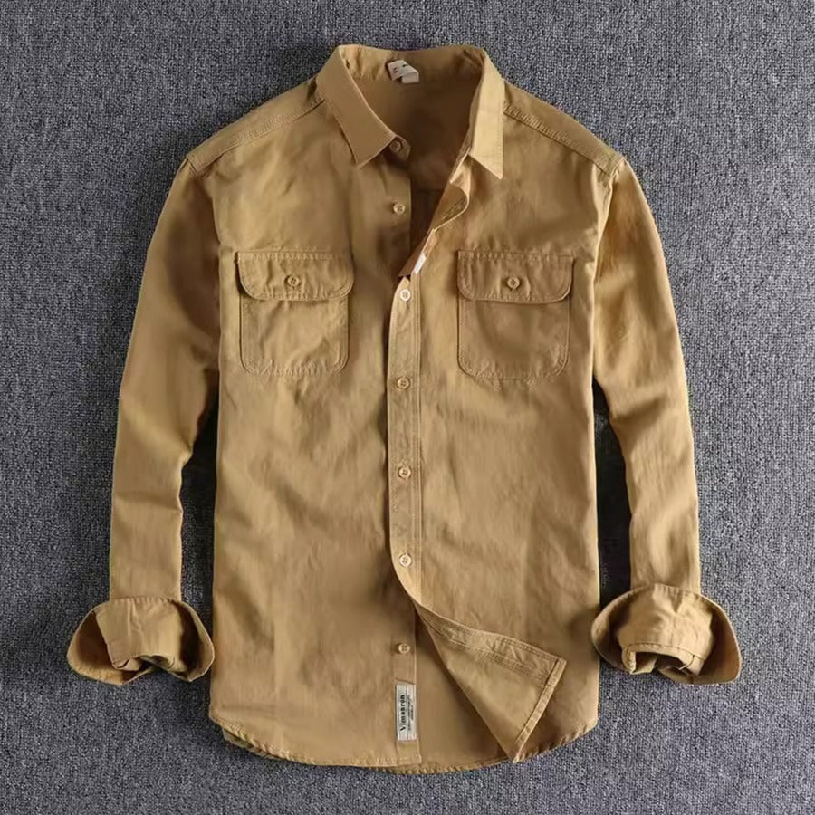 Importé - Chemise Homme Rétro Pur Coton Manches Longues