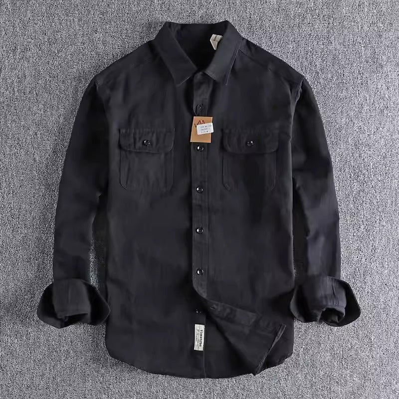 Importé - Chemise Homme Rétro Pur Coton Manches Longues