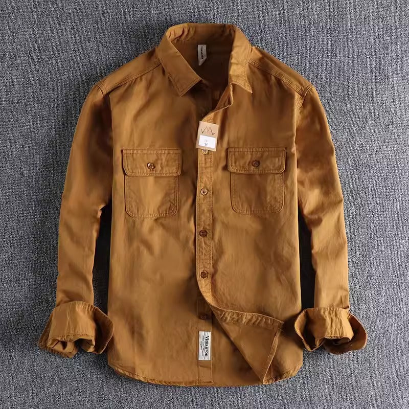 Importé - Chemise Homme Rétro Pur Coton Manches Longues