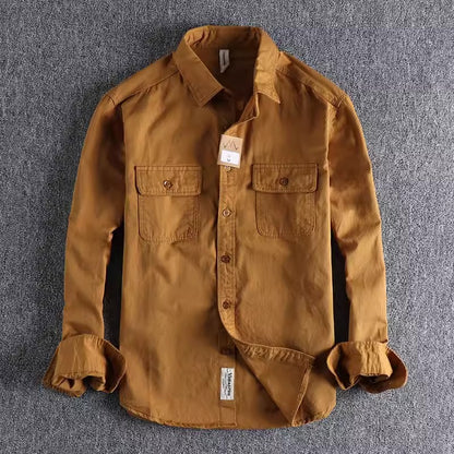 Importé - Chemise Homme Rétro Pur Coton Manches Longues