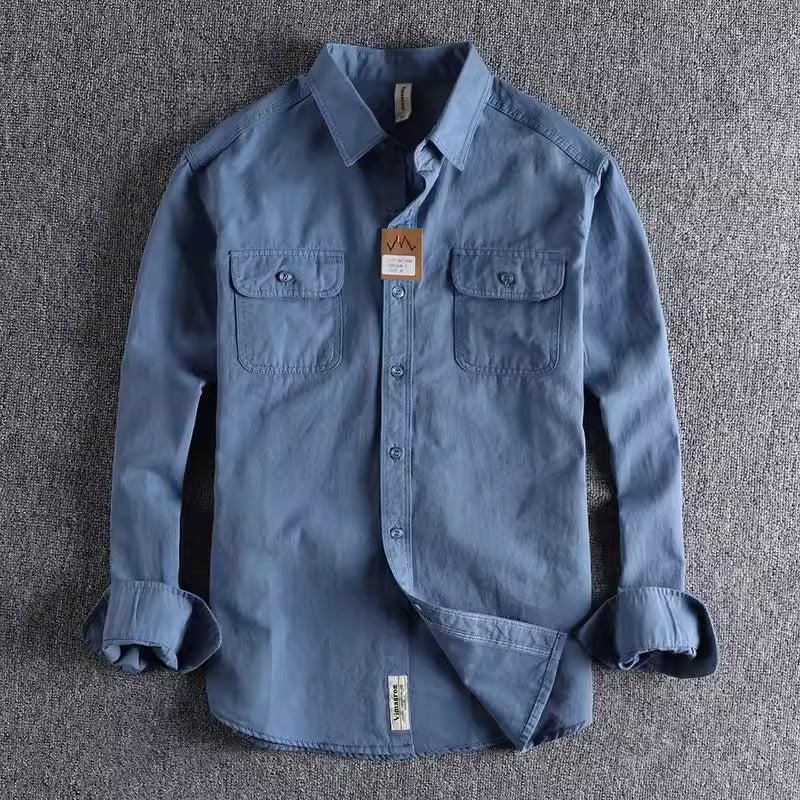 Importé - Chemise Homme Rétro Pur Coton Manches Longues