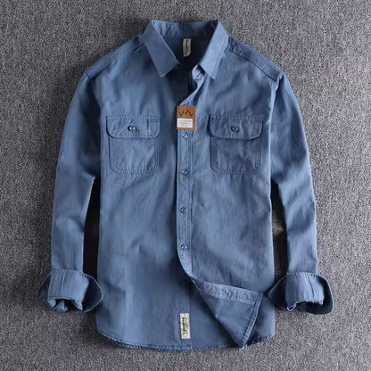 Importé - Chemise Homme Rétro Pur Coton Manches Longues