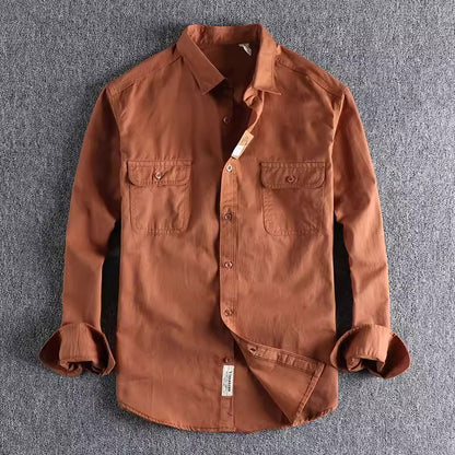 Importé - Chemise Homme Rétro Pur Coton Manches Longues