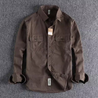 Importé - Chemise Homme Rétro Pur Coton Manches Longues