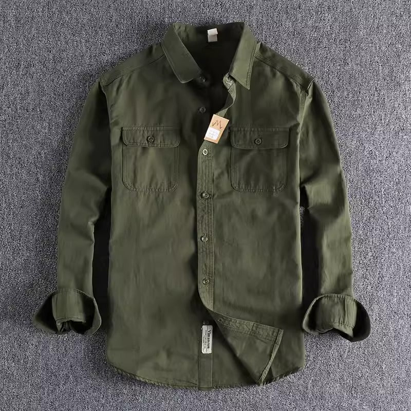 Importé - Chemise Homme Rétro Pur Coton Manches Longues
