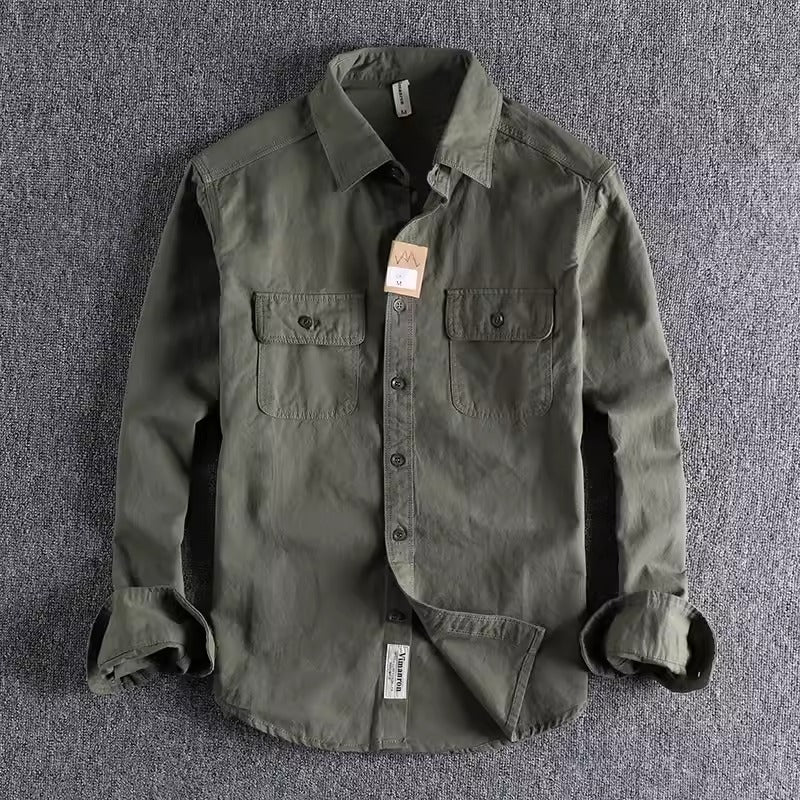 Importé - Chemise Homme Rétro Pur Coton Manches Longues