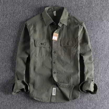 Importé - Chemise Homme Rétro Pur Coton Manches Longues
