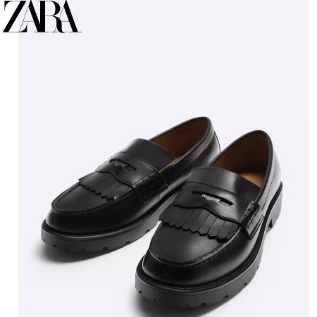 Importé - ZARA NEW - Chaussure Homme mocassins En Cuir - Noir