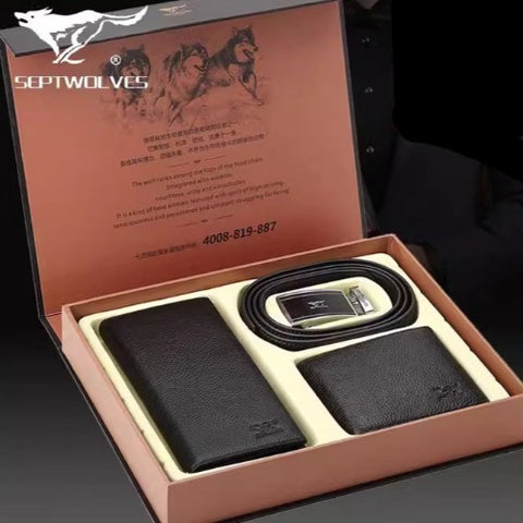Importé - Coffret Portefeuilles + Ceinture Homme 100% Cuir