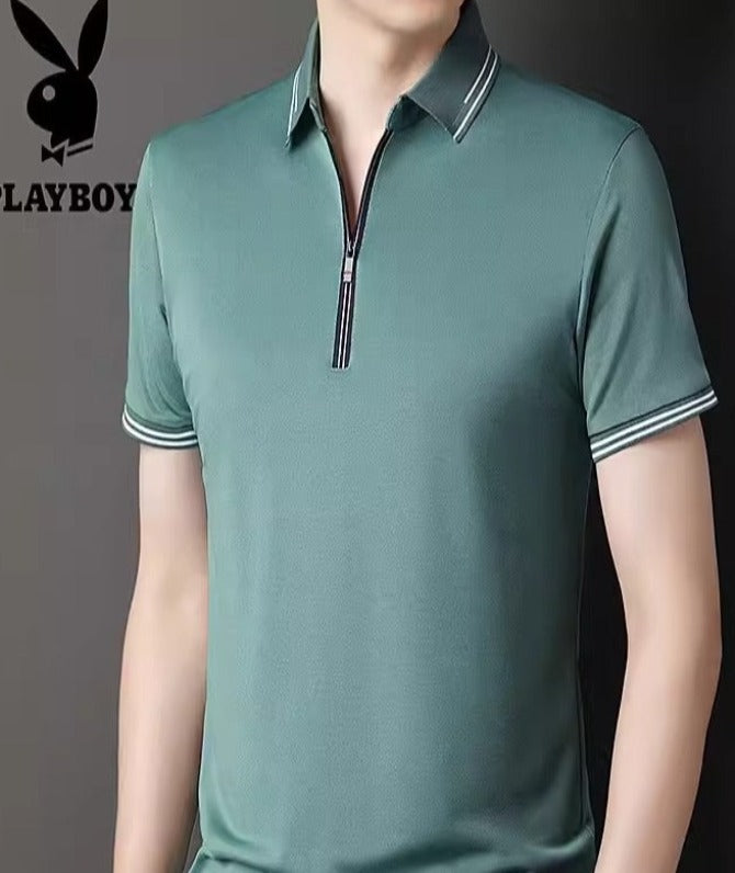 Importé - Polo T-Shirt Homme Playboy À Manches Courtes En Soie Glacée