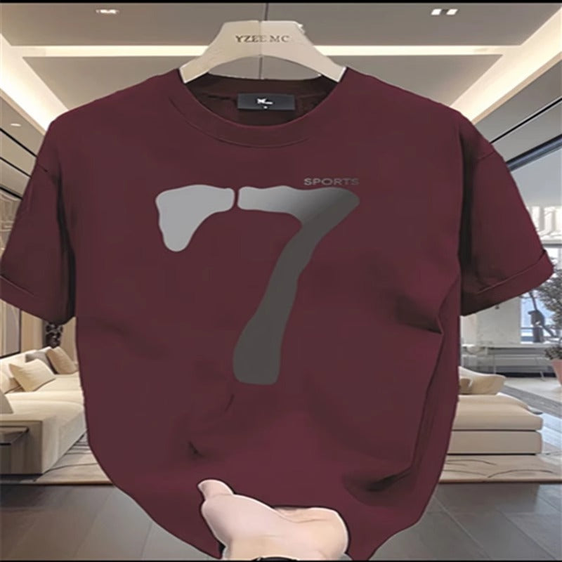 Importé -  T-Shirt Homme Décontracté Manches Courtes Elevées En Coton