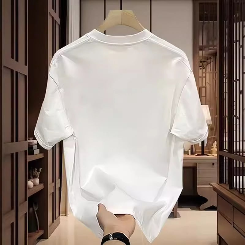 Importé -  T-Shirt Homme Tendance Manches Courtes Elevées En Coton