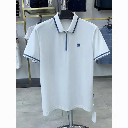 Importé - T-Shirt Polo Homme Manches Courtes Fermeture à Zip