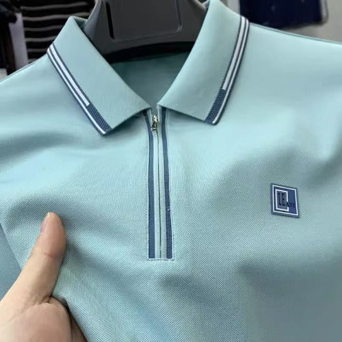 Importé - T-Shirt Polo Homme Manches Courtes Fermeture à Zip