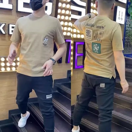 Importé - T-Shirt Homme Imprimé A Manches Courtes Coton 100%