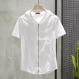 Importé - T-Shirt Cardigan A capuche Homme Manches Courtes