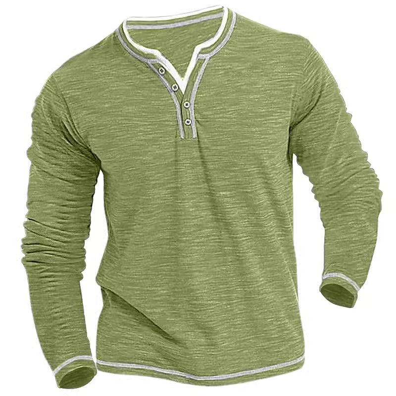 Importé - Polo en Coton Col V Homme Confort Manches Longues