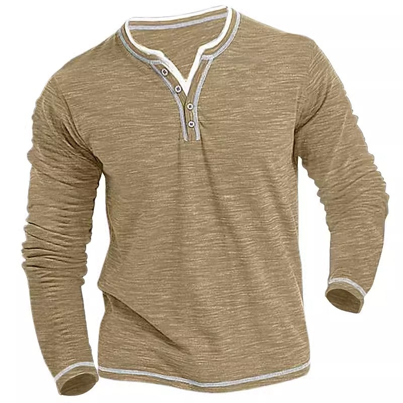 Importé - Polo en Coton Col V Homme Confort Manches Longues