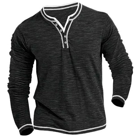 Importé - Polo en Coton Col V Homme Confort Manches Longues
