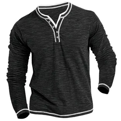 Importé - Polo en Coton Col V Homme Confort Manches Longues