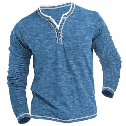 Importé - Polo en Coton Col V Homme Confort Manches Longues