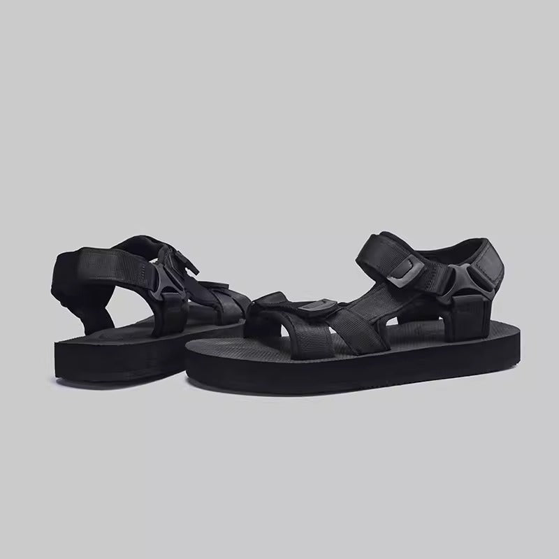 Importé - Chaussure Sandales Tissées Décontracté À Lanières - Noir