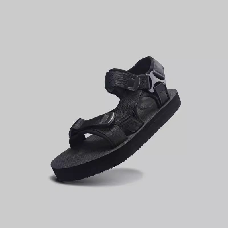 Importé - Chaussure Sandales Tissées Décontracté À Lanières - Noir