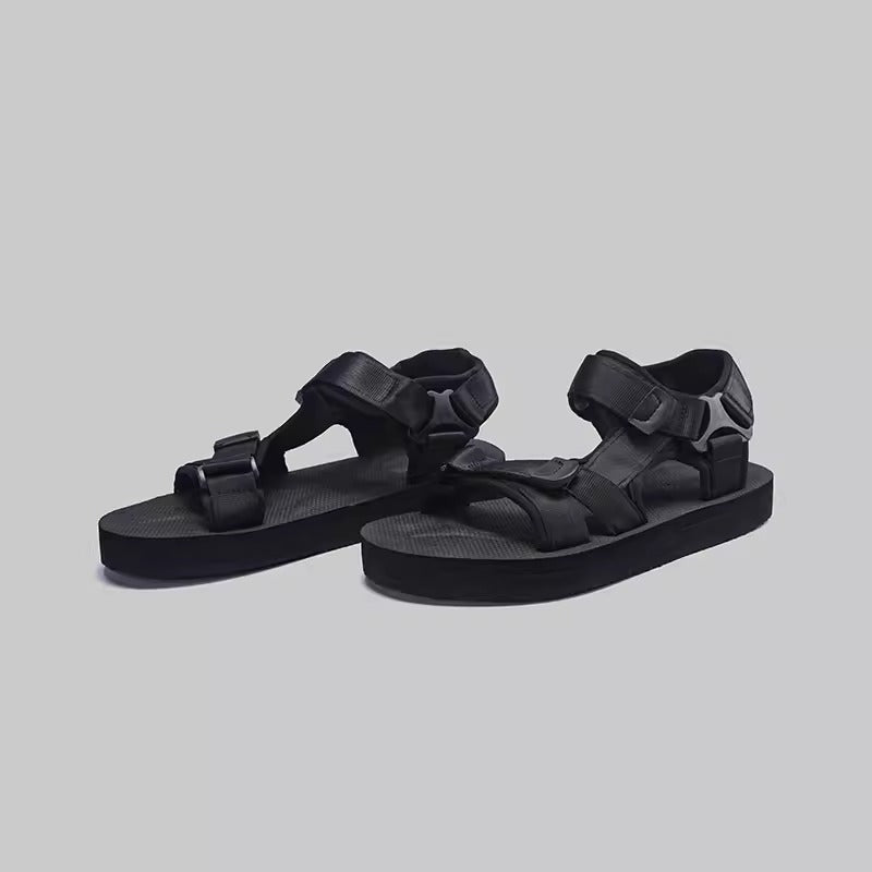 Importé - Chaussure Sandales Tissées Décontracté À Lanières - Noir