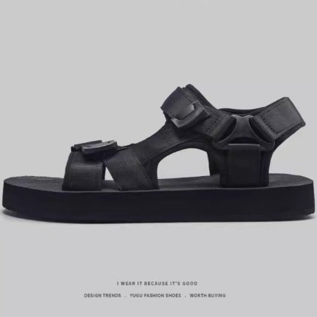 Importé - Chaussure Sandales Tissées Décontracté À Lanières - Noir