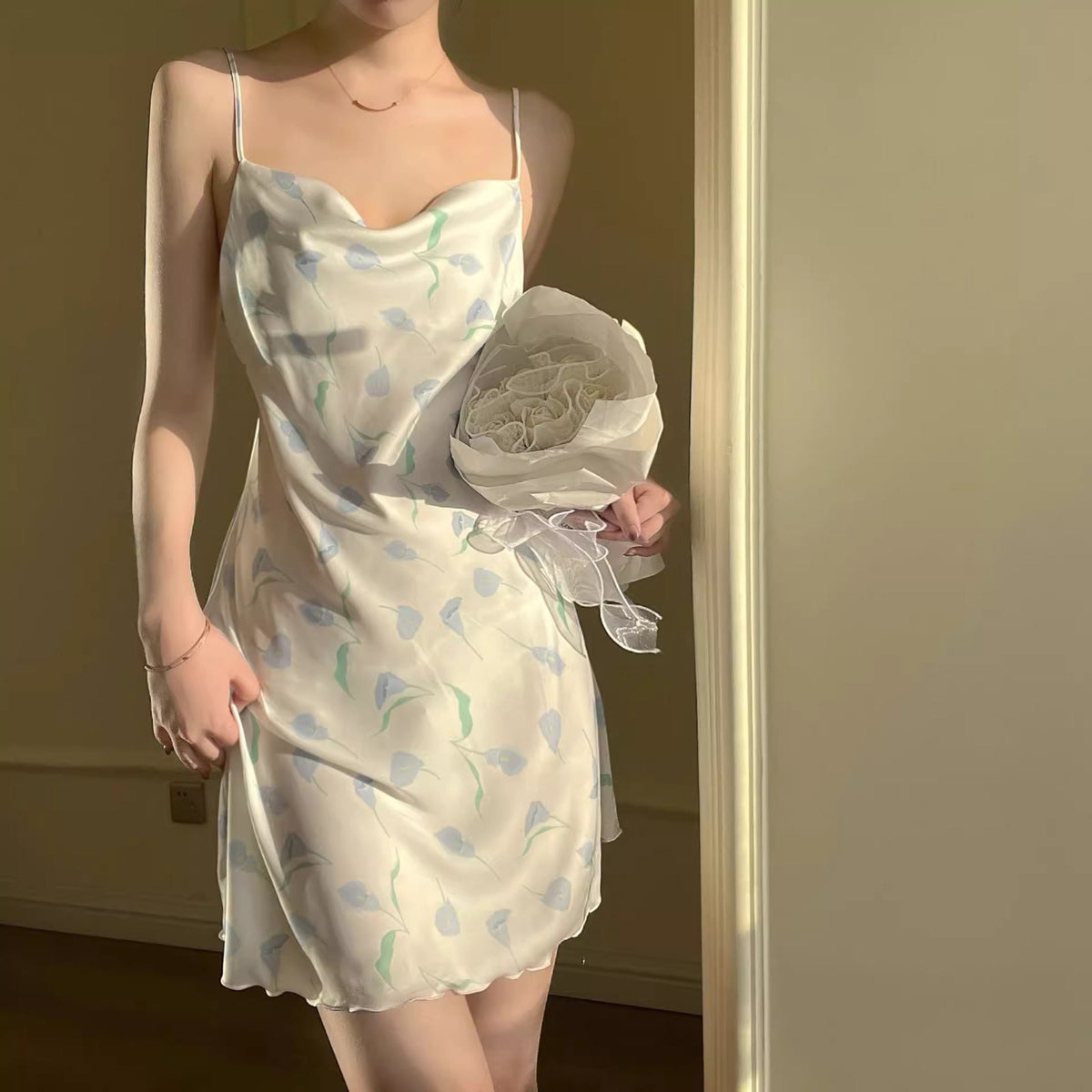 Importe - Robe Nuisette  Femme A Bretelles En Soie