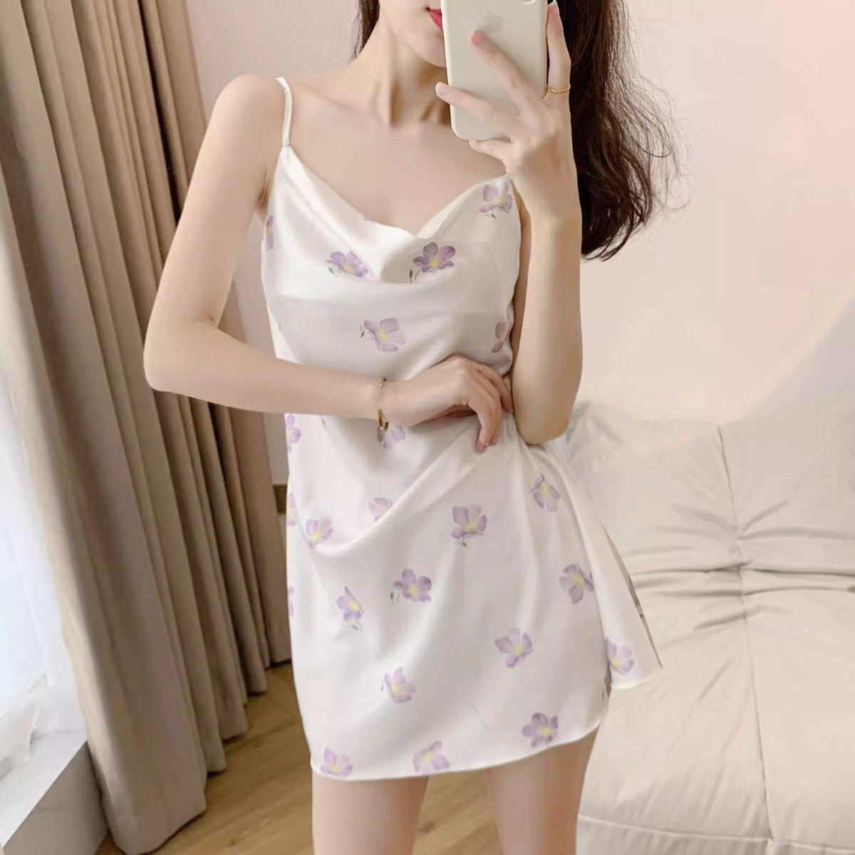 Importe - Robe Nuisette  Femme A Bretelles En Soie