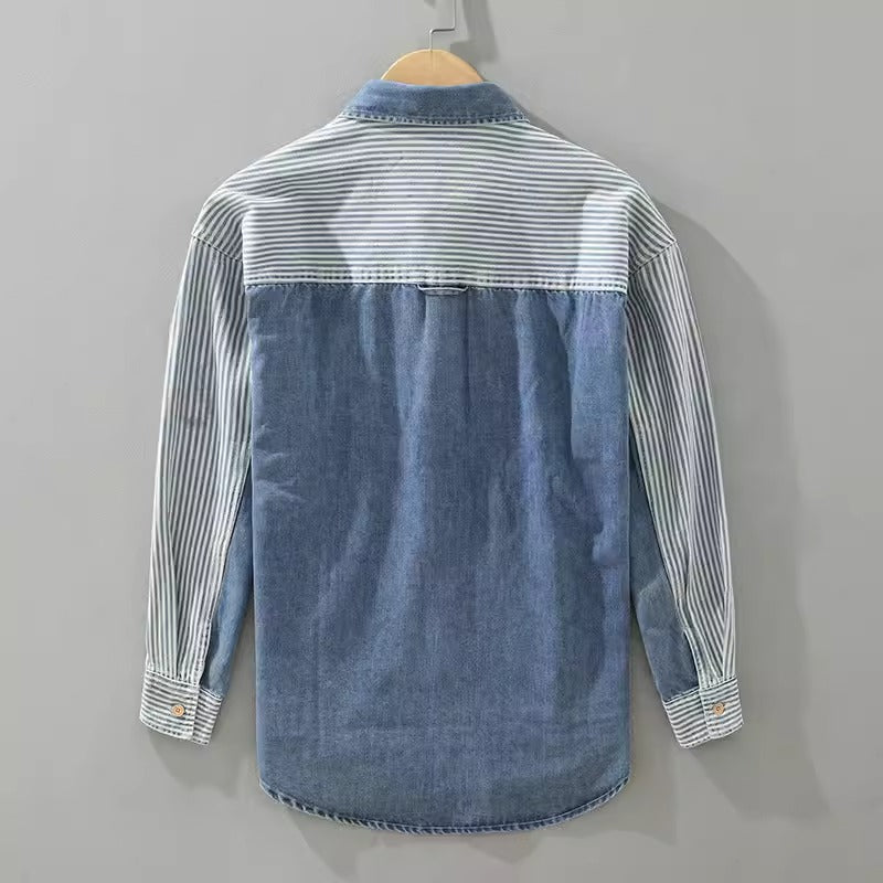 Importé - Chemise Homme Coton Jean Denim Manche Longue