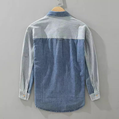 Importé - Chemise Homme Coton Jean Denim Manche Longue