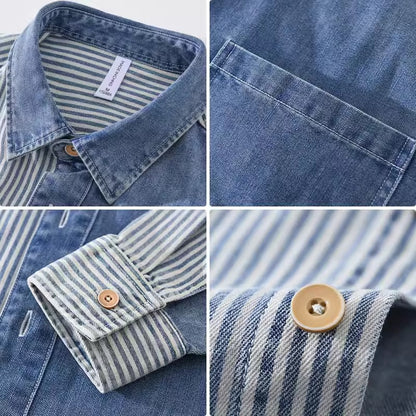 Importé - Chemise Homme Coton Jean Denim Manche Longue